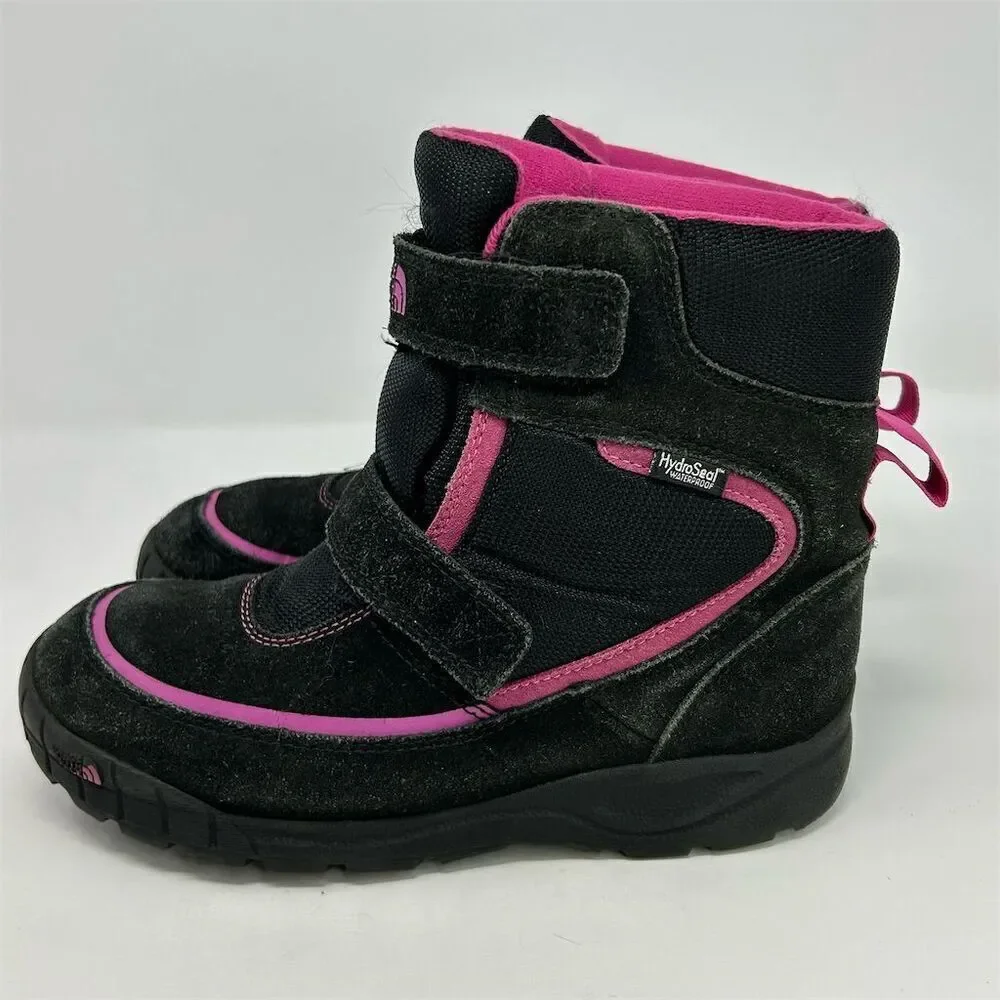 The North Face Girls' Winter Boots Size 6 Black and Pink Waterproof Insulated